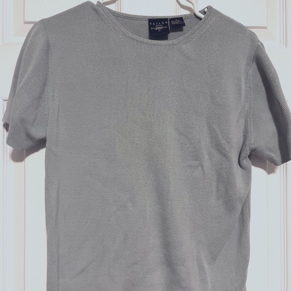 Tailor Tops - cotton knit top, light olive green